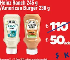 HEİNZ RANCH 245 G / AMERİCAN BURGER SOS 230 G HEİNZ RANCH 245 G / AMERİCAN BURGER SOS 230 G
